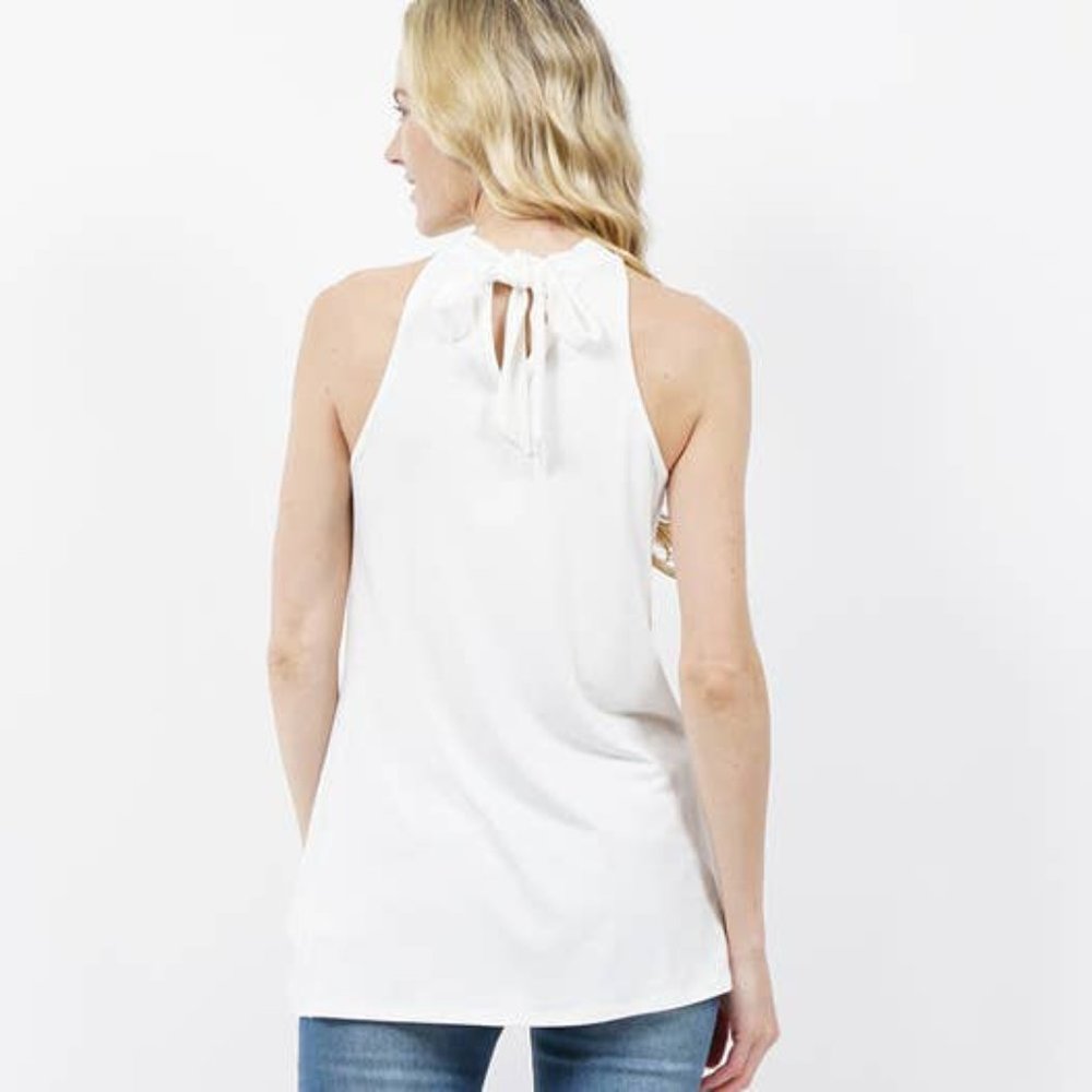 White Sleeveless Women's Tank Top - Picture 3 of 3